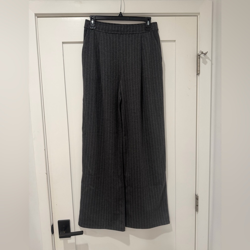 H&M Charcoal Pinstripe Wide-Leg Pants